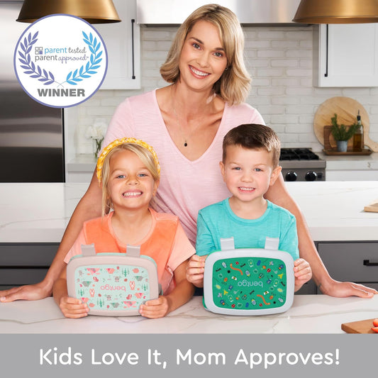 Bentgo Kids Prints Leak-Proof, 5-Compartment Bento-Style Kids Lunch Box - Ideal Portion Sizes for Ages 3-7, Durable, Drop-Proof, Dishwasher Safe, & PFAS & BPA-Free Materials (Carousel Unicorns) - Colors A