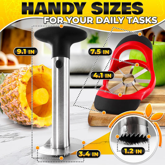 Pineapple Corer and Slicer Tool 9.1 In Stainless Steel Food-Grade