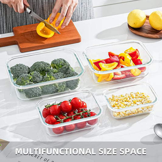Glass Food Storage Containers with Airtight Locking Lids, 4-Piece Set, Nesting Design