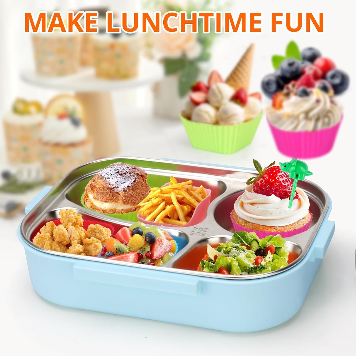 20PCS Silicone Lunch Box Dividers, Reusable Lunch Bento Box Accessories for Kids, Silicone Cupcake Liners Molds for Baking Muffin Cups, Lunchbox Supplies Accessories Back to School Lunch Essentials