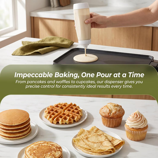 2PS Pancake Batter Bottle Dispenser & Mixer with Whisk Ball