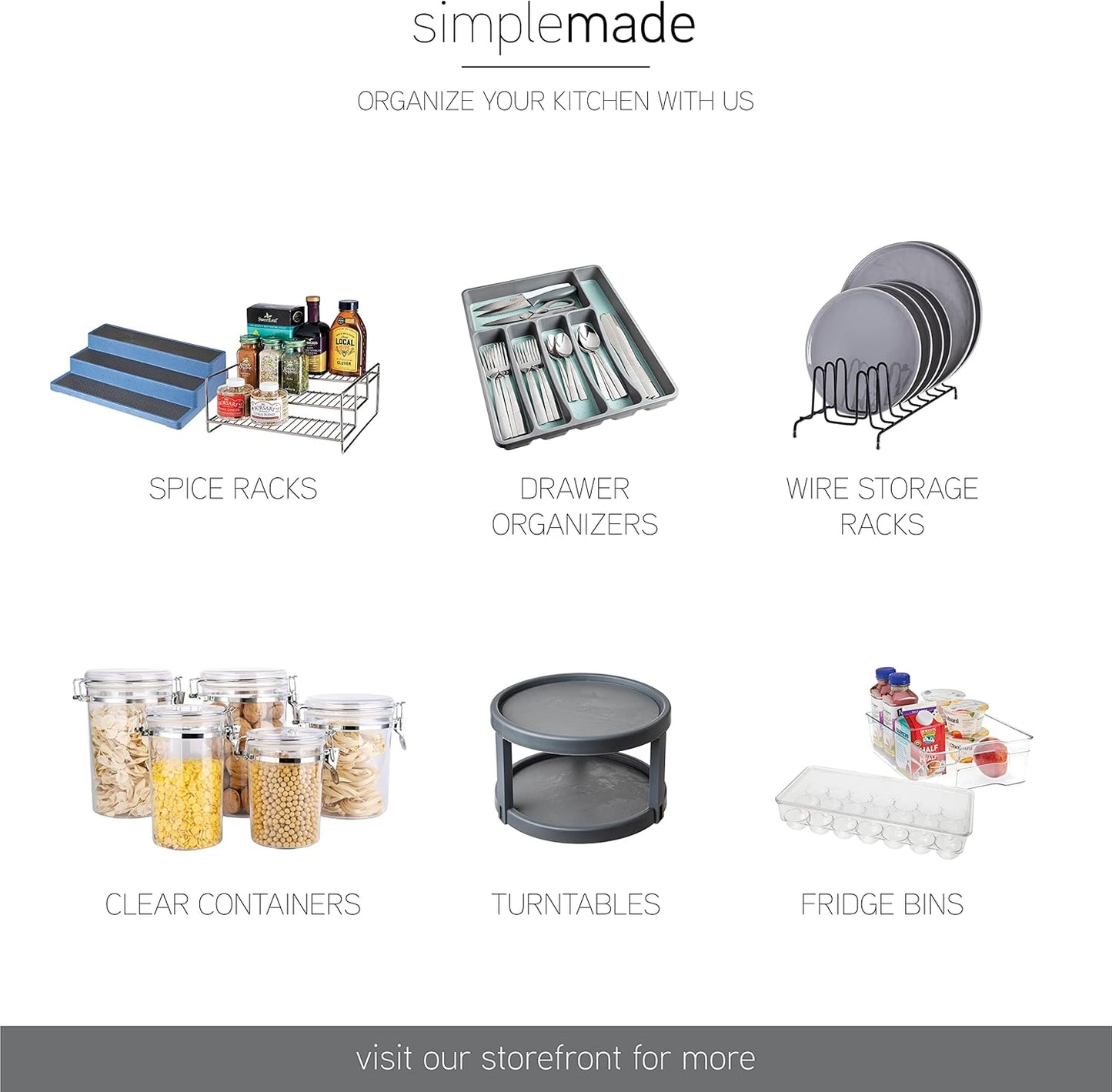 SIMPLEMADE Clear Refrigerator Organizer Bins - Clear Bins for Fridge, Containers for Fridge and Freezer, Multipurpose Storage for Kitchen, Office, Bathroom, Pack of 2 Small and Large Rectangular