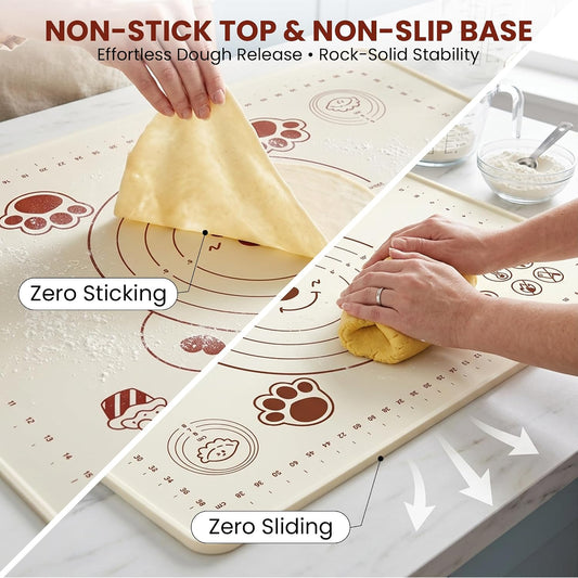 Silicone Baking Pastry Dough Mat 28"x20" with Measurements & Raised Edge