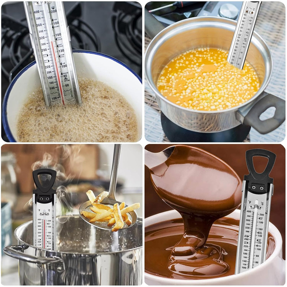 Candy Thermometer with Pot Clip, 2026 New Deep Fry Oil Food Cooking Kitchen Instant Read Thermometer for Jam, Syrup, Jelly, and Deep Fry, Stainless Steel Kitchen Accessories for Candy Making
