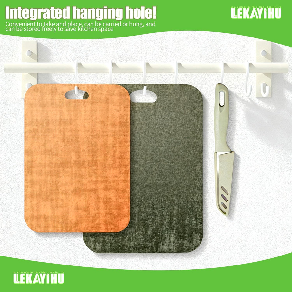 Plastic Cutting Boards for kitchen,Flexible Cutting Mats with 1 Pcs Knife