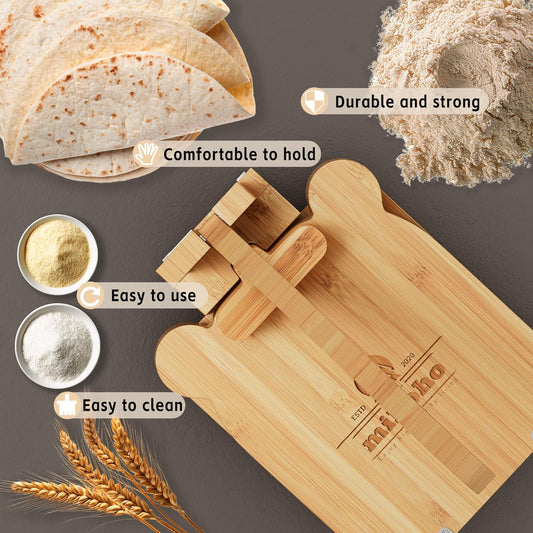 Tortilla Press 10 Inch Bamboo Tortilla Maker, Mexican Tortillera Presser Homemade Flour Tortilla Press for Mexican Tortillas Roti Burrito, Taco Pataconera (Beech)