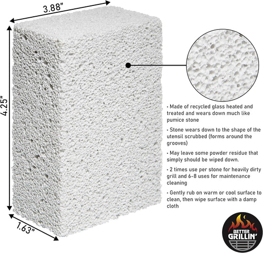 Better Grillin Scrubbin Stone Grill Cleaner-Scouring Brick/Barbecue Grill Brush/Barbecue Cleaner for BBQ, Griddle, 2pk