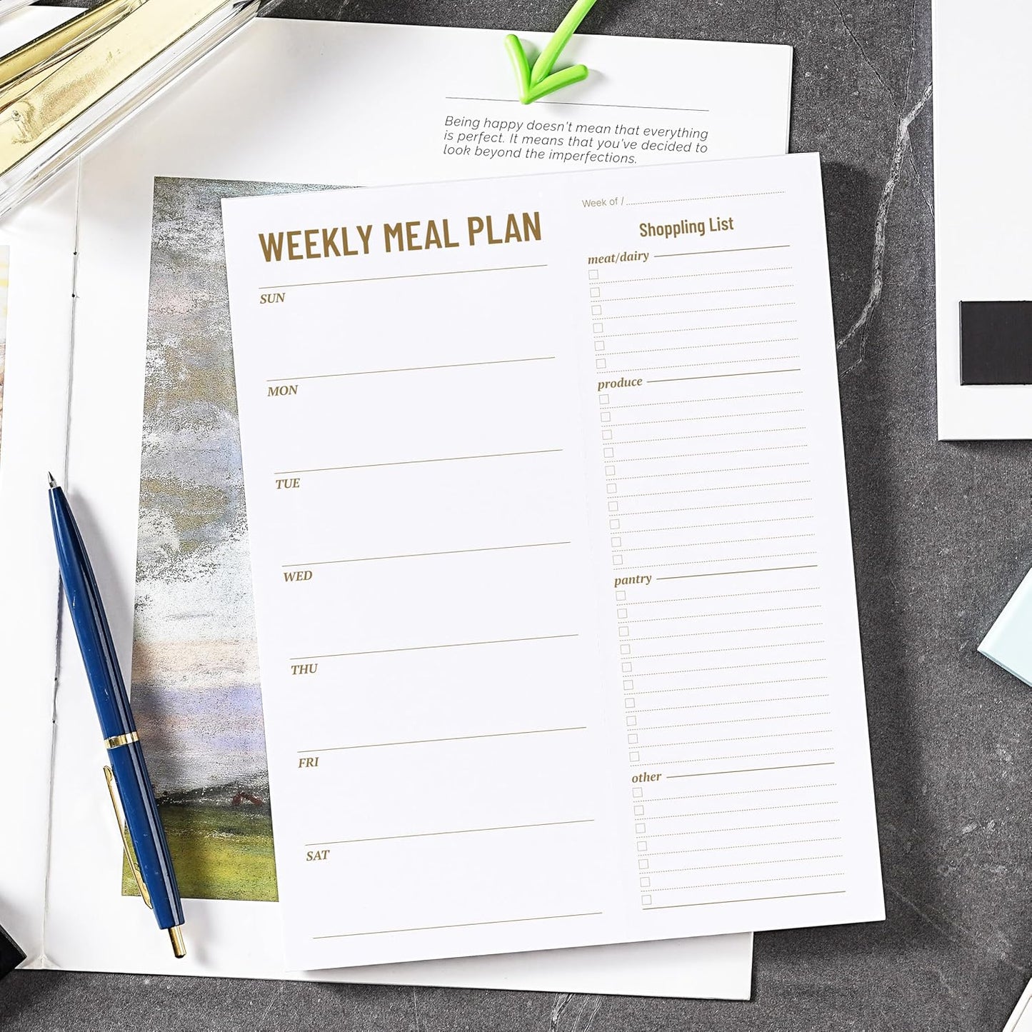 Weekly Meal Planner - Undated Magnetic Notepads with Grocery List, 7" x 9",52 Weeks, Meal Planning Pad for Refrigerator Door with Tear-Off Shopping List, Hanging Food/Menu Organizer Notepad