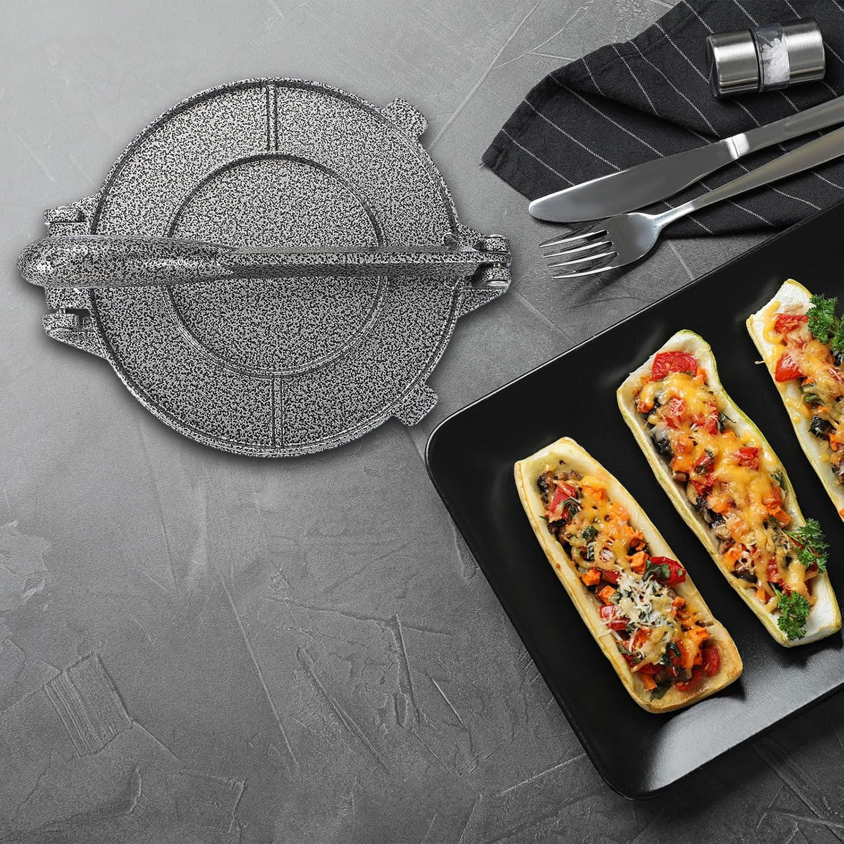 uxcell Aluminium Alloy Dough Press Taco Maker Taco Press Kitchen Utensil Tool for Cooking Chef Silver