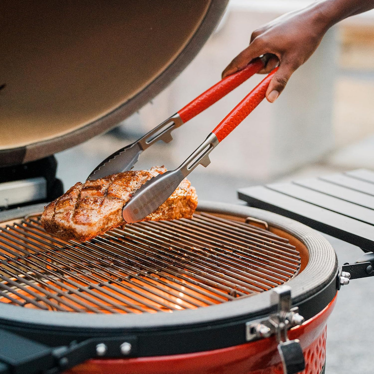 Kamado Joe® Krafted™ Steel Bristle-Free Grill Brush with Scraper, 18-Inch Ergonomic Handle, Replaceable Head, Dishwasher Safe Stainless-Steel BBQ Cleaning Tool