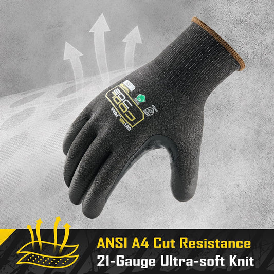 COOLJOB A4 AIR-SKIN Cut Resistant Work Gloves, 1/12 Pairs PU Safety Gloves