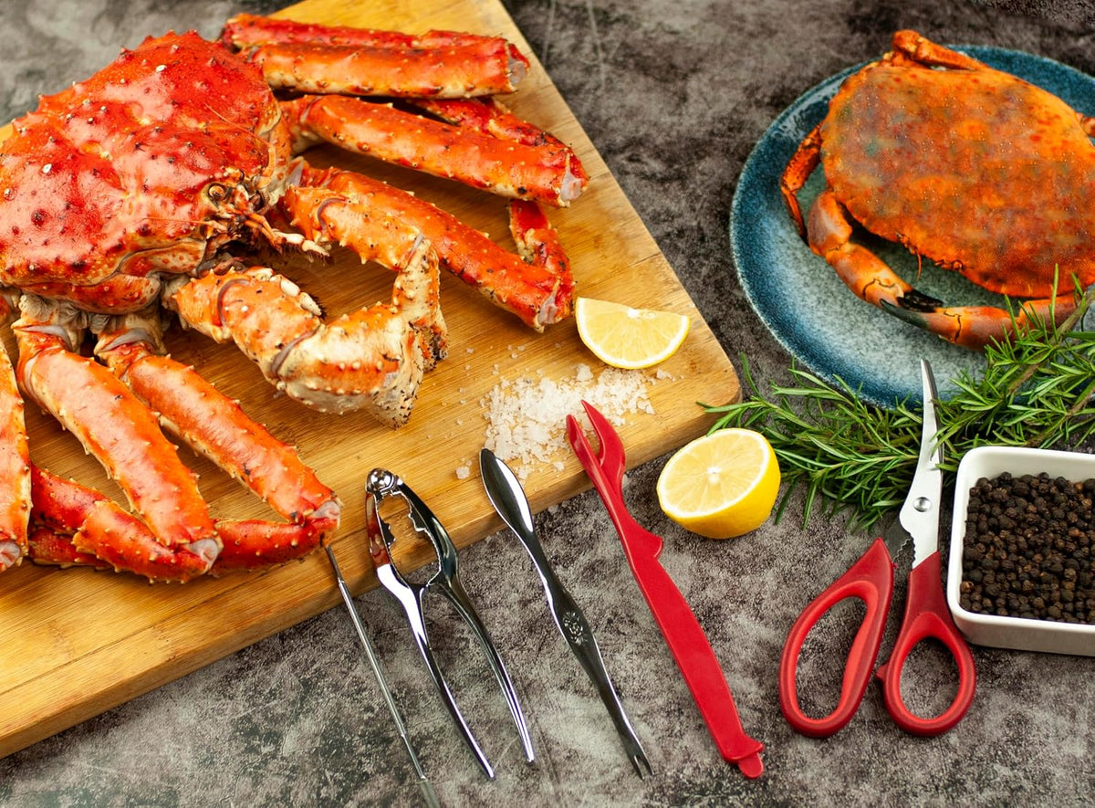 Crab Crackers and Tools,21-piece Seafood Tools Set includes 4 Crab Crackers, 4 Lobster Shellers, 4 Lobster Forks/Picks, 4 Crab Forks/Spoons and 4 Seafood Scissors in 1 Storage Bag - Nut Cracker Set