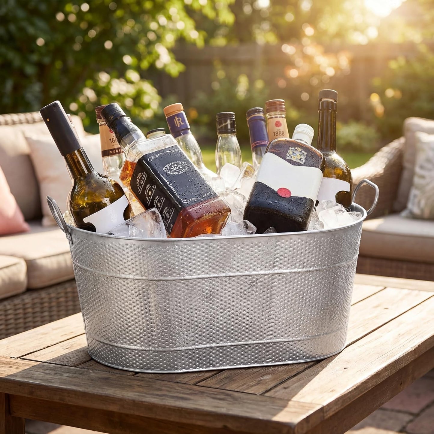18” Stainless Steel Beverage Tub - 5 Gallon - Gold Handles & Shovel Included - Holds 30 Bottles & Stays Cold for Hours - Use as Wine Bottle Chiller to Beer Bucket Holder - Leak Proof (Gold)