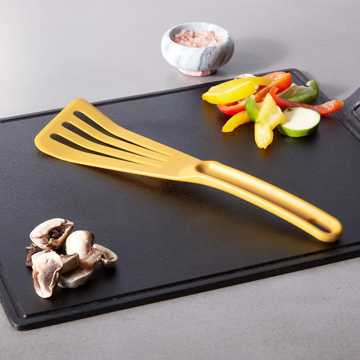 Mercer Culinary Hell's Tools Hi-Heat Slotted Spatula, 12 Inch x 3.5 Inch, Gray