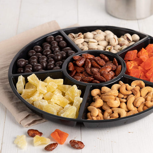 Plasticpro 6 Sectional Round Plastic Serving Tray/Platter (4, Clear)