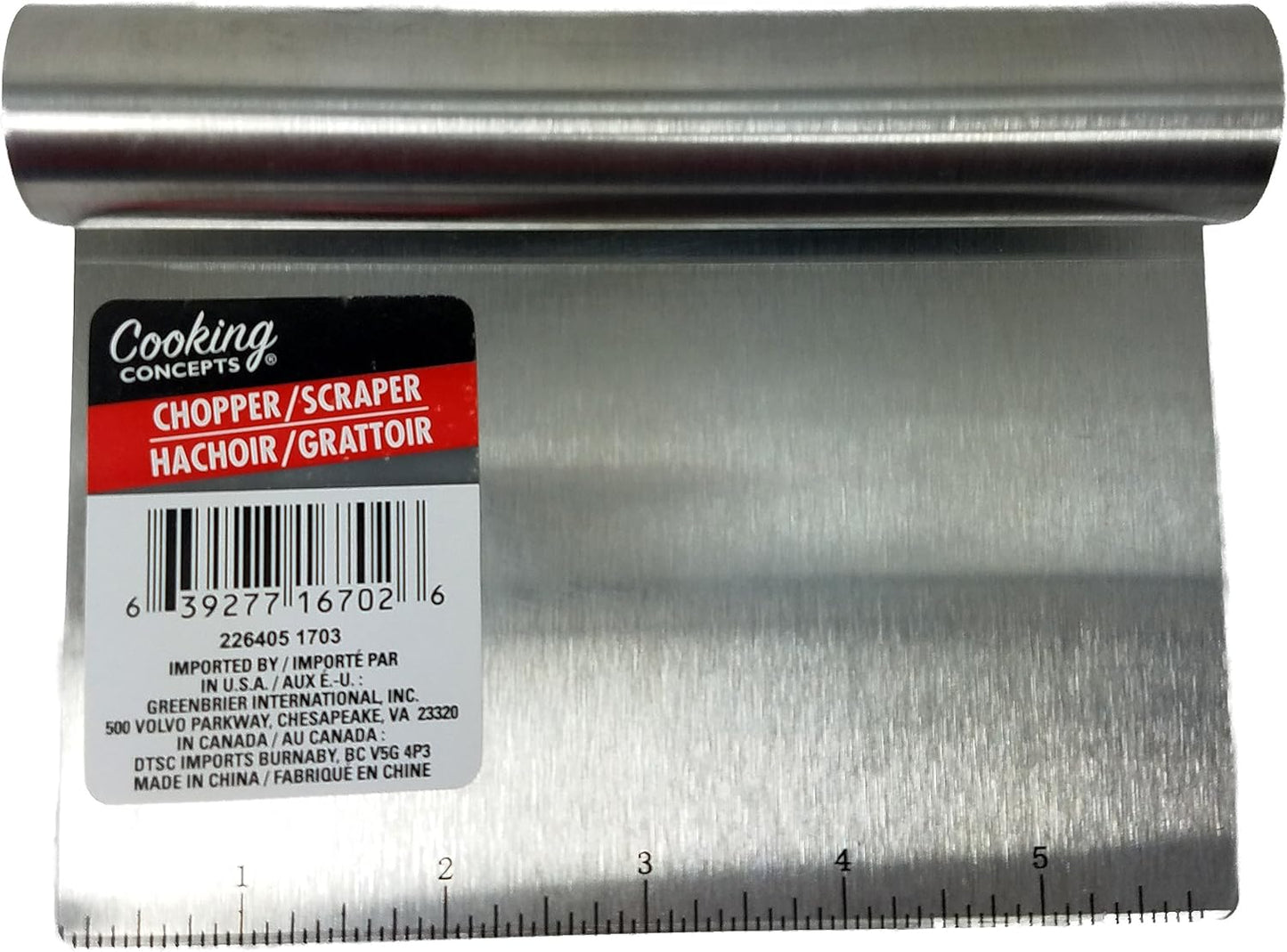 Stainless Steel Chopper/Scraper with Inch Markings