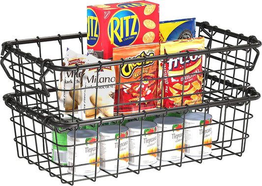 Simple Houseware 2 Pack Stackable Single Wire Basket, (11.5 x 15 x 7.5 in)