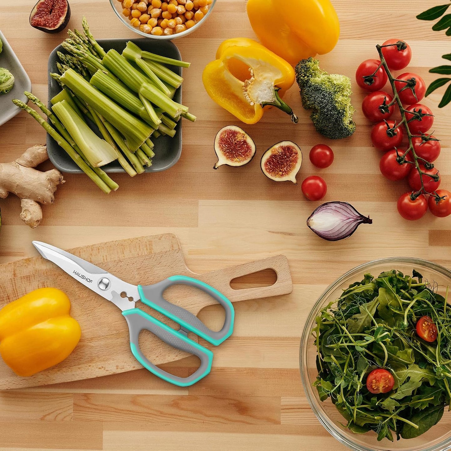 HAUSHOF Kitchen Scissors for Food, 8-1/4" Kitchen Scissors All Purpose
