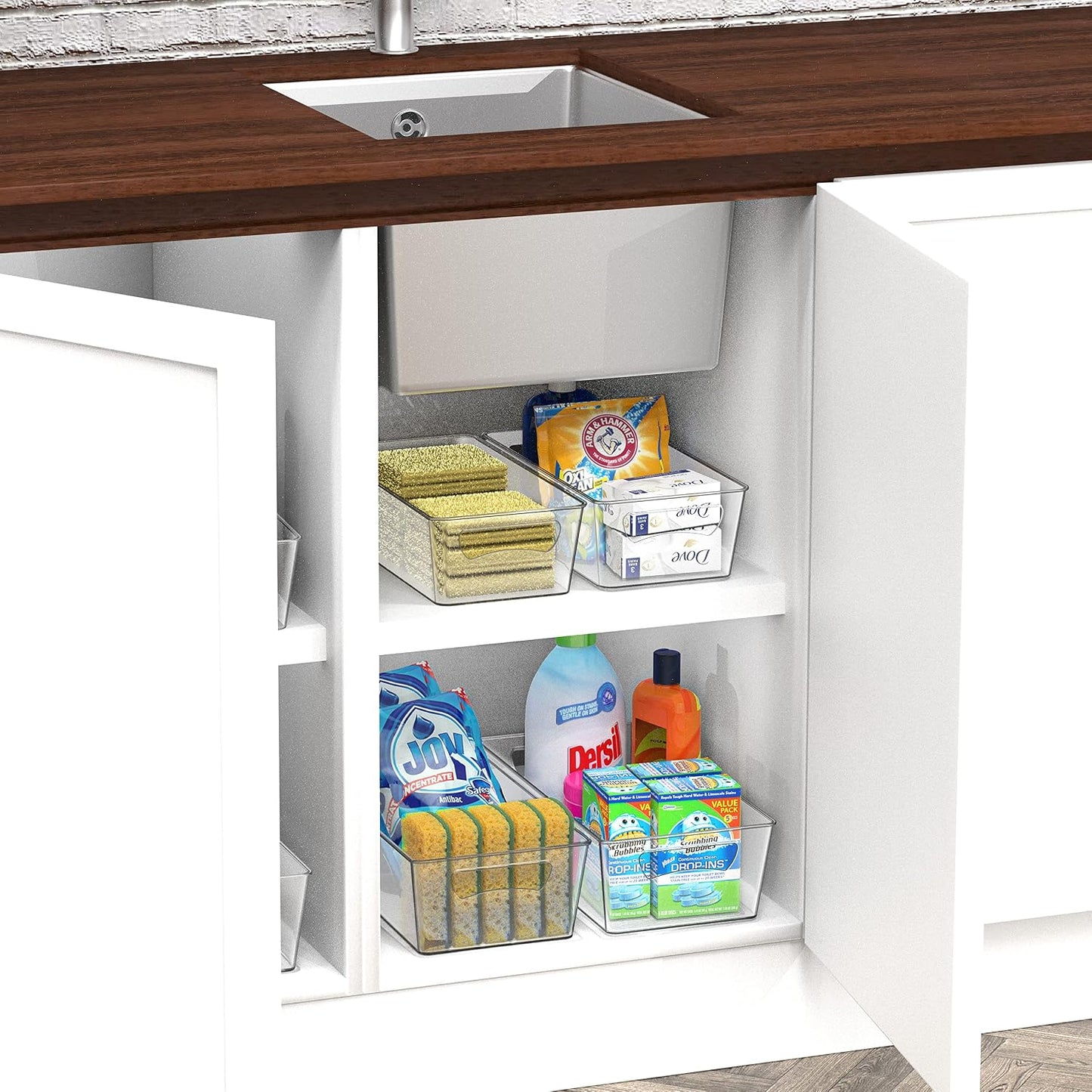 Simple Houseware 4 Pcs Pantry Clear Bin Storage Organizer, 14" x 7" x 3.75"