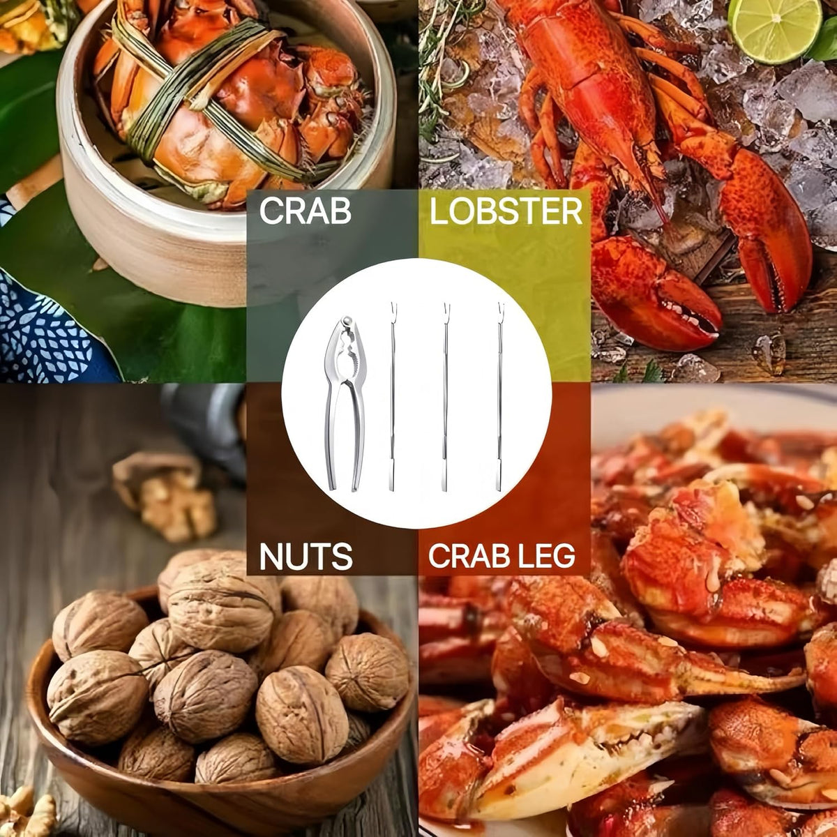 4 Pcs Lobster Crab Leg Cracker Tools Set,Stainless Steel Seafood Tools
