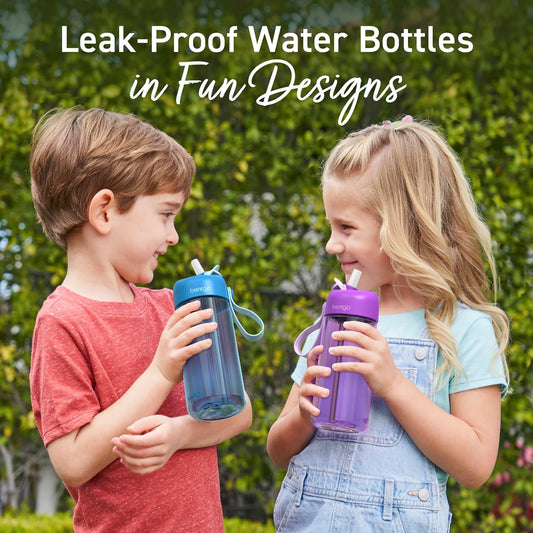 Bentgo Kids Water Bottle - Leak-Proof, Durable Tritan PFAS- & BPA-Free 15 fl oz, Kids/Toddlers Ages 3+ for School & Sports; Bite & Sip Spout, Carrying Handle, Dishwasher Safe (Unicorn)
