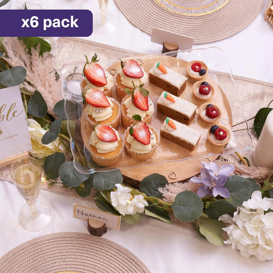 MATANA 6 Pack 13x9 Clear Plastic Serving Trays and Platters, Rectangle Large for Party, Reusable & Disposable for Food, Desserts, Cookie, Appetizers