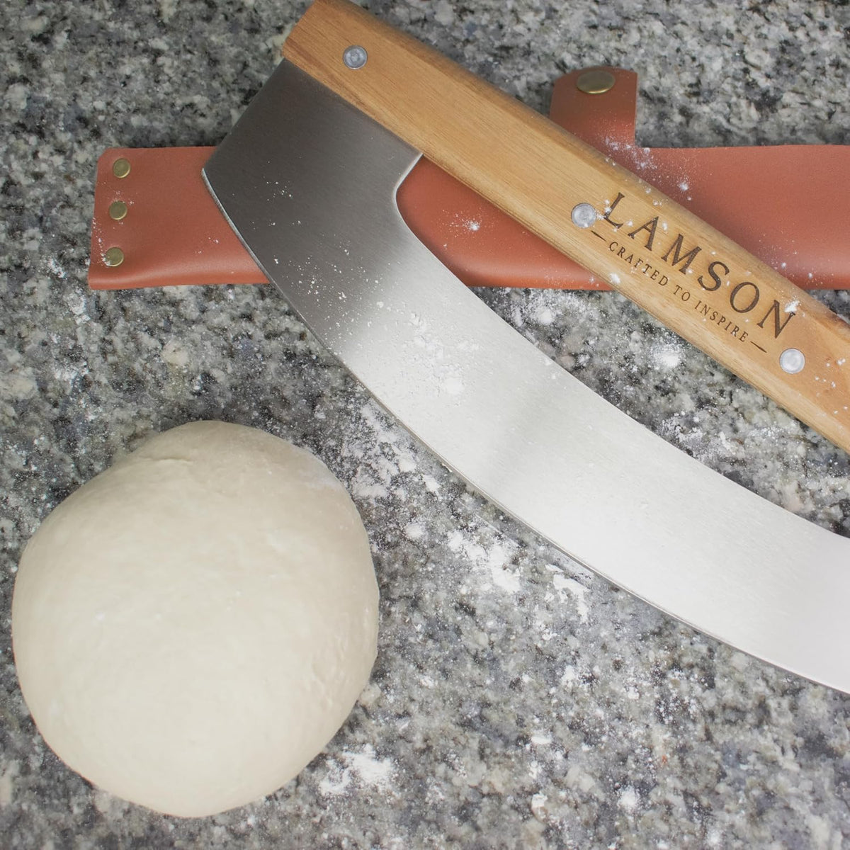 Lamson 14 In Pizza Cutter Rocker Blade with Walnut Handle