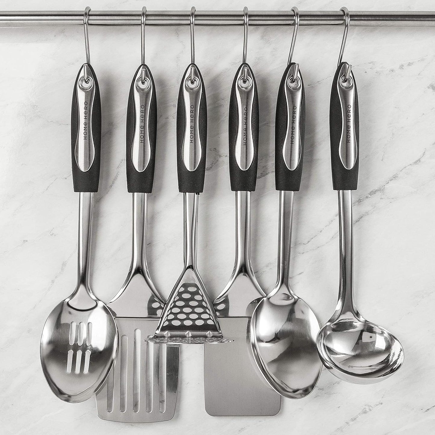 Home Hero Silicone Kitchen Utensils Set - Heat Resistant Non-Scratch Cooking Utensils - Ergonomic Silicone Spatula Set - Dishwasher Safe Kitchen Tools - 26 Piece, Stone