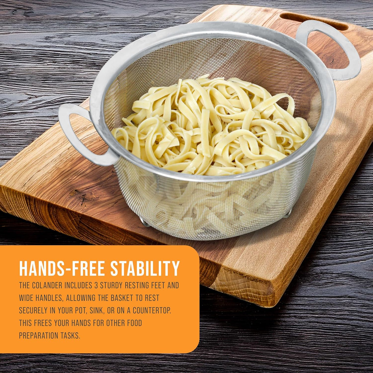 U.S. Kitchen Supply Stainless Steel Colander Strainer Basket - 3-Quart