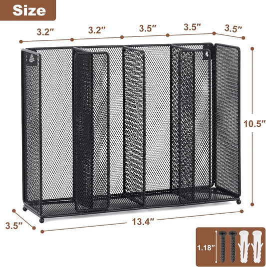 Sauce Cup Lid Organizer Wall Mount or Countertop, Disposable Plastic Portion Cup Holder Dispenser for Kitchen Restaurant Buffet, Fit 2 oz to 5.5 oz Jello Shot Cups & Condiment Cups, Black