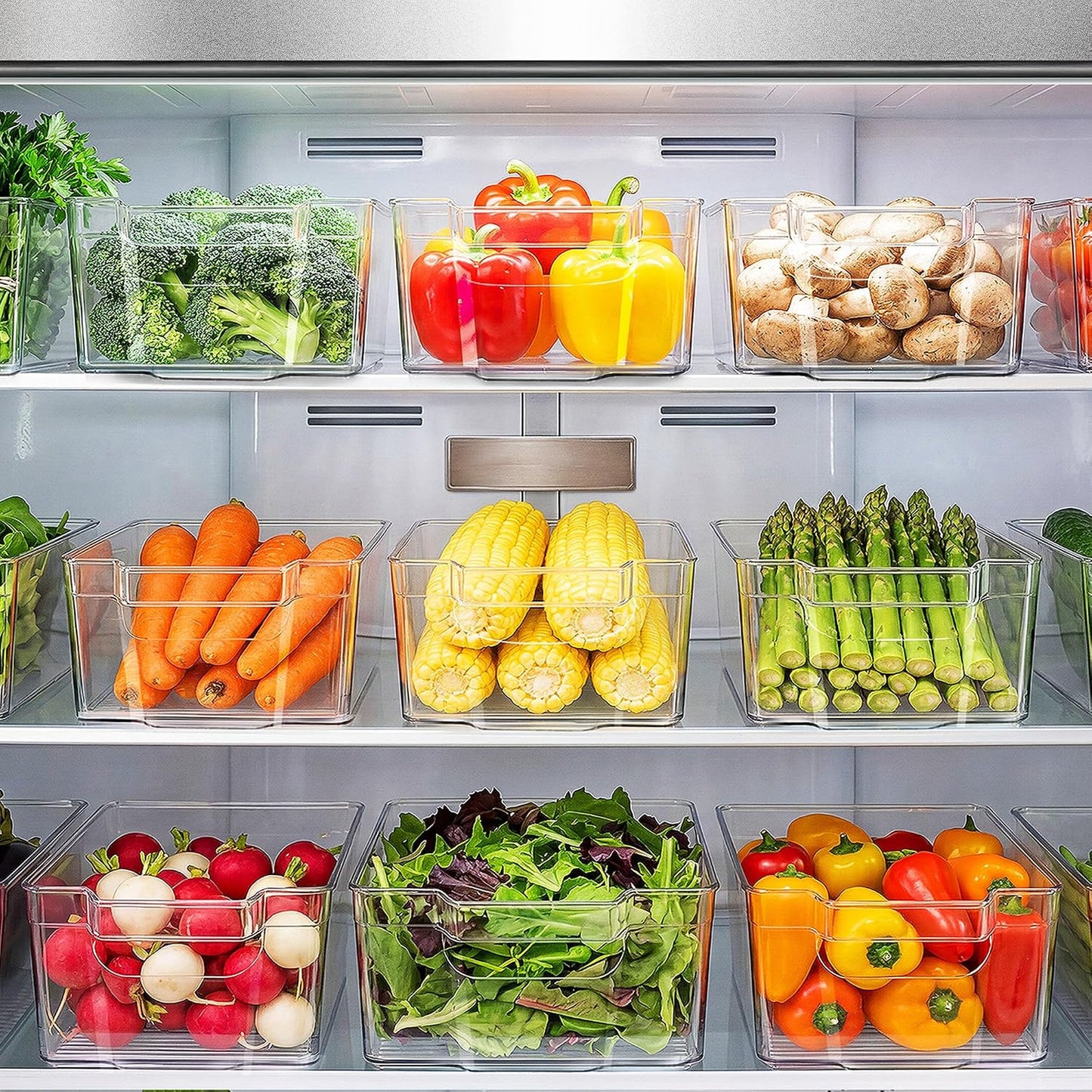 Zulay Kitchen 4 Pack Refrigerator Organizer Bins – Large Clear Fridge Storage Containers with Built-In Handles & Non-Slip Feet - Ideal Fridge Organizers, Kitchen Cabinets, Pantry Organization