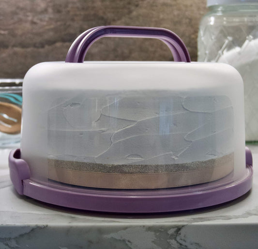 Top Shelf Elements Round Cake Carrier Two Sided Cake Holder Serves as Five Section Serving Tray, Portable Fits 10 inch Cake, Box Comes With Handle, Container Holds Pies (Green)