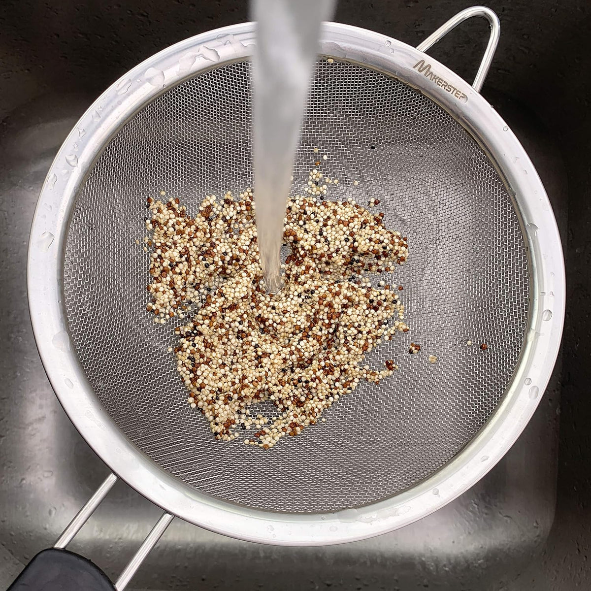 Fine Mesh Strainer Set of 3, Stainless Steel with Insulated Handle Sieves