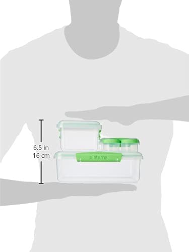 Sistema 6-Piece Food Storage Containers with Salad Dressing and Condiment Containers and Lids for Meal Prep, Dishwasher Safe, Clear/Green