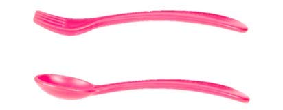 Lollaland 5 Piece Plastic Toddler Silverware Spoon and Fork Utensil Set - Reusable Toddler Cutlery With Hygienic Travel Pouch (Pink)