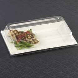 Zappy 10 13" x 8.5" Rectangle Serving Trays with Lids - Plastic Containers with Lids - White Rectangular Trays