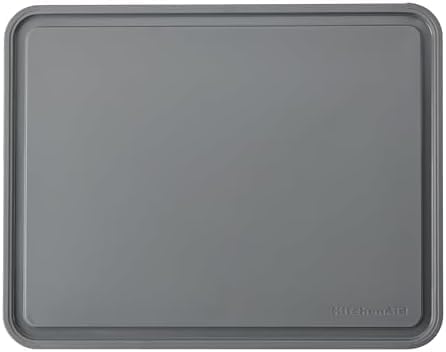 KitchenAid Classic Plastic Cutting Board with Perimeter Trench and Non Slip Edges, Dishwasher Safe, 12 inch x 18 inch, Gray