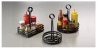 American Metalcraft - FWC69 FWC89 Round Wrought Iron Condiment Rack Basket with Display Handle, 8-Inch, Black