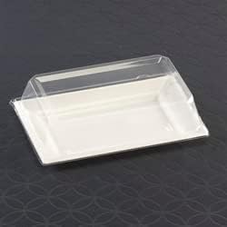 Zappy 10 13" x 8.5" Rectangle Serving Trays with Lids - Plastic Containers with Lids - White Rectangular Trays