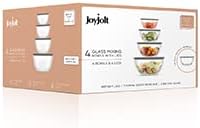 JoyJolt Kitchen Mixing Bowls - 8pc Glass with Lids Set – Neat Nesting Large Bowl Batter Cooking Storage and Big Salad BPA-Free Black