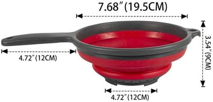 Collapsible Colander with Handle Space Saving Silicone Folding Strainer Blue