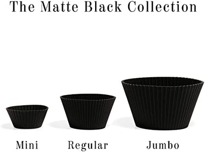 The Silicone Kitchen Reusable Silicone Bento Baking Cup, Non-Toxic, BPA Free, Dishwasher Safe Bento Box Accessories Lunch Box Dividers, Square and Rectangle, 24 Pack, Matte Black