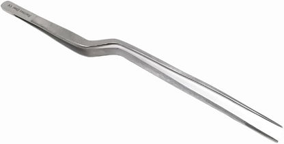 Stainless Steel Offset Chef Kitchen Tweezers for Preparing, Sea Food, BBQ, Decorating Plates & Cakes, Pastries, Kernels of Corn, Pine Nuts Garnishing, Placing & Picking Objects (8 Inch)