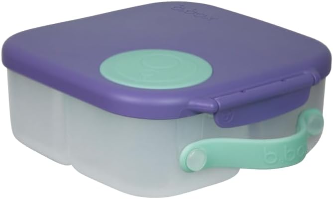 b.box Mini Lunch Box 2-Pack, Leak Proof Bento Box for Kids, 3 Compartment Snack Containers Ages 3+, Lunchbox for Daycare + School, Dishwasher Safe, BPA-Free, PFAS-Free, 4.25 Cup - Blue + Green