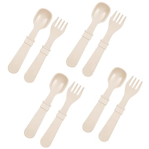 Re-Play Toddler Forks and Spoons Set - 4x4 Utensils Set for Kids - Dishwasher and Microwave Safe - Made in USA - Set of 8-5.8" x 1.2" x 0.2" - Princess
