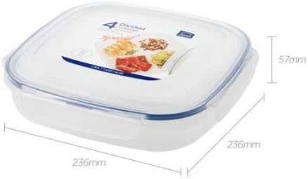 LOCK & LOCK Easy Essentials On The Go Meal Prep Lunch Box, Airtight Containers with Lid, BPA Free, Square (4 Section) -29 oz, Clear