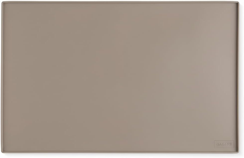 GASARÉ, Non Slip Cutting Board Mat, Grip Mat Pad, Under Kitchen Cutting Board, Raised Edges, Extra Large, Easy to Clean, 19 x 13 Inches, Taupe