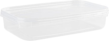 16 oz Rectangular Clear Food Storage Containers with Lids - Stackable, Tamper Proof, BPA Free, Recyclable, Space Saver, Airtight Container, Kitchen Storage, Meal Prep, Take Out, Deli Container (10)