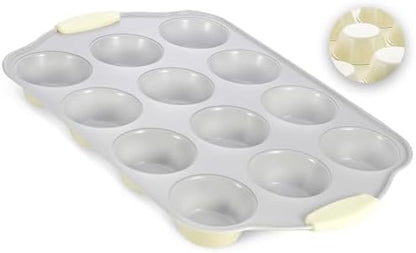 Boxiki Kitchen Non-Stick 12 Cup Silicone Muffin Pan with Steel Frame - BPA Free, Non-Toxic, Anti-Warp, Durable & Easy to Pop Silicone Muffin Tin - Perfect Cupcake Pan