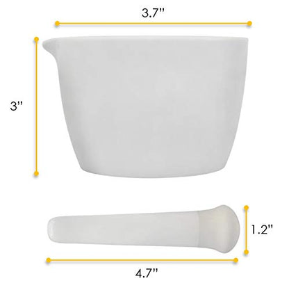 EISCO Porcelain Mortar & Pestle Set, 5oz (150ml) - Heavy Duty - Unglazed Grinding Surface - Excellent for Kitchen or Laboratory - Grinds Powdered Chemicals, Herbs, Spices, Pills - White